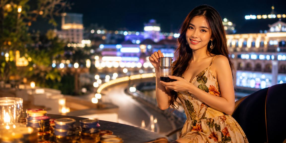Người dùng Đà Lạt thực hiện nạp tiền và kiểm tra hoàn tiền qua điện thoại bên ly cà phê