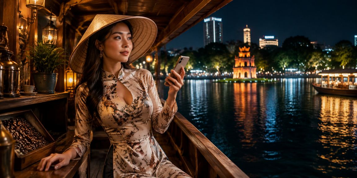 Người dùng Hà Nội truy cập live casino trên điện thoại với nón lá truyền thống