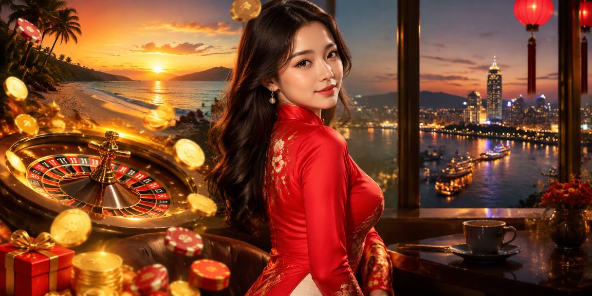 Bàn roulette phong cách VIP tại Sài Gòn với dealer mặc áo dài truyền thống Việt Nam